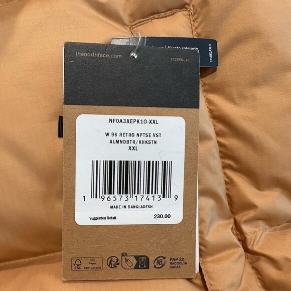 The North Face Almond Butter 1996 Retro Nuptse 700 Down Vest Jacket NWT - Picture 11 of 12